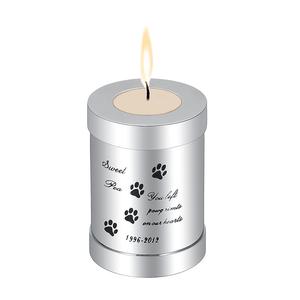 Urna Cilindrica in Acciaio Inox per Ceneri, Portacandele Commemorativo per Animali Domestici, Ricordo Funerario, Urna per Cremazione - Product Image 1
