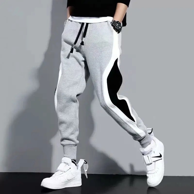 Fashion High Quality Custom Logo Color Matching Men Pants Drawstring Casual Ankle Banded Fall Trousers For Work