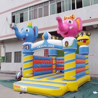 Château Gonflable Personnalisé Animaux Bleus Trampoline Toboggan Matériau PVC 4x4M Marque QY QY001 Chine - Vente Chaude