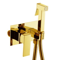 HONGDEC Ensemble de pistolet de pulvérisation pour bidet en acier inoxydable doré brossé moderne, montage mural, utilisation pour toilettes et hôtels, installation facile