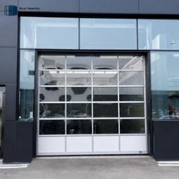 Porte de garage coulissante sans cadre en verre noir coupe-vent avec miroir pour la maison
