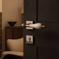 Poignée de porte intérieure magnétique silencieuse en céramique antique française professionnelle, style rétro, pour villa, porte double