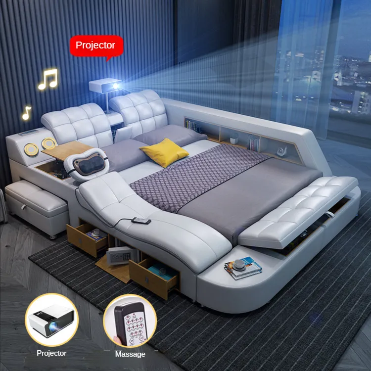 Yatak çerçevesi modern kral kızlar için depolama çekmeceli tv estetisyen led ucuz elektrikli tek lüks up-holstered otel yatak