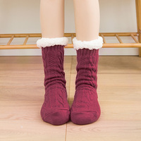 Chaussettes douces et chaudes Pantoufles de maison Pantoufles Taille Pantoufles d'hiver pour hommes et femmes Chaussures de sol en daim et peluche Chaussures de paresseux