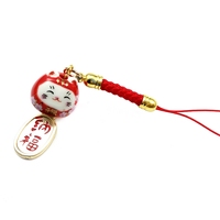 Pendentif de téléphone en céramique en forme de chat porte-bonheur en gros, autres accessoires pour téléphones mobiles
