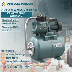 ปั๊มน้ำ Grandfar 550w 42m Head Self Priming Cast Iron Steel Jet Booster OEM รุ่น AUTOJSWm55 K1 สำหรับบ้านพักอาศัย - Product Image 1