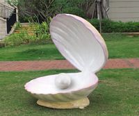 Statue de coquille de mer géante banc en résine avec perles accessoires de fruits de mer pour centre de table de mariage