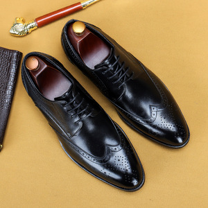 Formal large-size wedding <b>shoes</b>, men's engraved brocade leather men's business <b>shoes</b> - Product Image 6