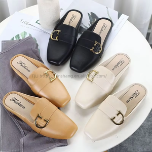 Women's Summer Korean-Style <b>Half</b> Toe Slippers Casual Non-<b>Slip</b> Sandals <b>Slip</b>-On Flat Design for Students Internet Celebrants - Product Image 1