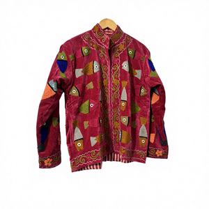 Chaqueta Bomber de Terciopelo Tejida a Mano para Mujer, con Bordado de Pez, Diseño Folclórico Artístico, Colorida, Étnica, Boho, Invernal, Transpirable - Product Image 4