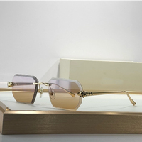 Lunettes de soleil de voyage pour femmes UV400, rectangulaires, rétro, sans monture, verres dégradés, lunettes de soleil pour hommes conçues par des designers de mode de luxe