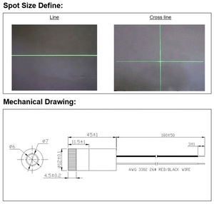 D12x45mm focusable 505nm 520nm màu xanh lá cây dòng/Cross PMMA ống kính mô-đun <span class=keywords><strong>laser</strong></span> tùy chỉnh 1Mw-200mW (phân kỳ góc: 15 ~ 110 độ) - Product Image 4