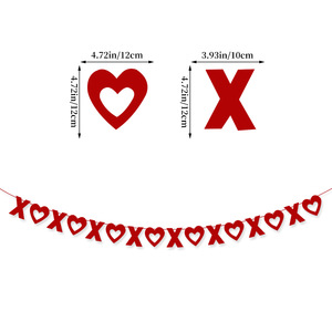 Biểu ngữ Ngày Valentine là cờ của tôi hình trái tim XOXO tình yêu Vòng hoa đính hôn trang trí đám cưới thiết lập tùy chỉnh bán buôn - Product Image 6