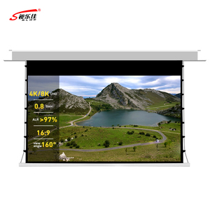 Écran <span class=keywords><strong>de</strong></span> <span class=keywords><strong>projection</strong></span> motorisé <span class=keywords><strong>de</strong></span> luxe 3D 4K à tensionnement par languettes, encastré au plafond, nouveau style, pour home cinéma - Product Image 1
