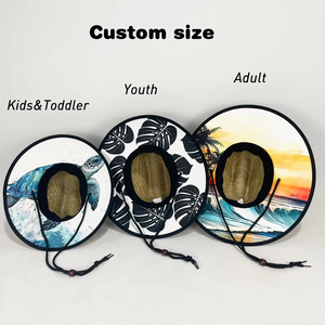 Chapeau de Paille de Plage d'Été Tribal à Motif Polynésien des Îles Océaniques, Chapeau de Sauveteur à Logo Personnalisé - Product Image 4