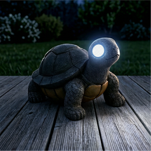 Statue de jardin solaire en forme de <span class=keywords><strong>tortue</strong></span>, figurine en résine, lumières solaires LED, résistantes à l'eau IP44, piles AA, angle de faisceau de 360°, succulente - Product Image 2