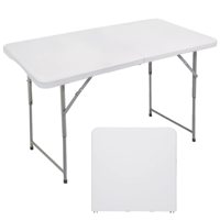 Table pliante en plastique blanche rectangulaire, portable, moderne et légère pour l'extérieur, de 6 pieds, pour le camping et le barbecue.