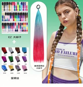 วิกผมแอฟริกันโกลด์ซิลเวอร์แบบถักเปียใหญ่ ผมแท้ยุโรปแบบเรมี่ ลอนบอดี้เวฟ เย็บสองชั้น น้ำหนัก 100 กรัม พร้อมเชือกเลเซอร์และยางรัด - Product Image 5