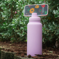 Bouteille isotherme en acier inoxydable à double paroi de 32 oz avec support magnétique pour téléphone, logo personnalisé, maintien thermique de 12 à 24 heures