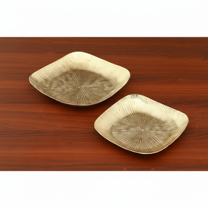 Vente chaude moderne cuisine de tous les jours assiette de mariage haut tendance martelé texturé métal salade fruits noix plat de service pour les fêtes - Product Image 1