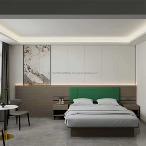 Juego de Muebles de Dormitorio Económico para Hotel de 3 Estrellas, Cama King de Madera con Mesita de Noche, Cabecera, Armario, Mesa Auxiliar y Mueble para TV - Product Image 1