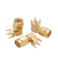 Connecteur SMA mâle à angle droit pour montage sur circuit imprimé, 4 pattes, montage en surface, jack coaxial en laiton pour routeur WiFi, module GPS