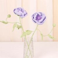 Ensemble de fleurs au crochet faites à la main, bouquet de fleurs artificielles tricotées avec vase pour la décoration de bureau, de la maison, de mariage, de fête, cadeau