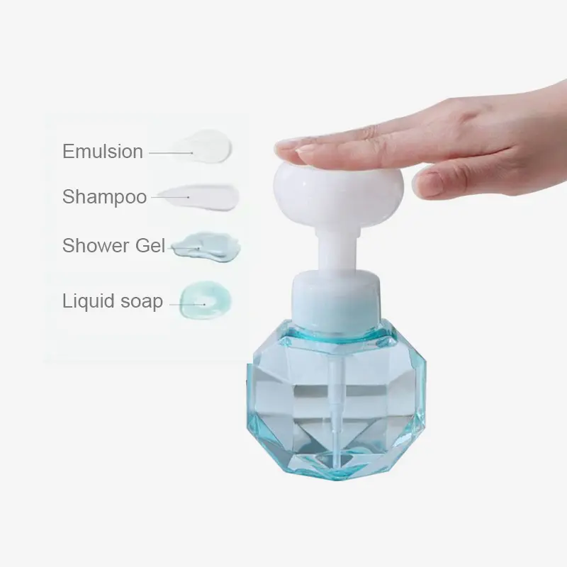 Nuovo design 300ML diversi colori dispenser di sapone in schiuma di fiori PETG bottiglia di schiuma di plastica per sapone liquido