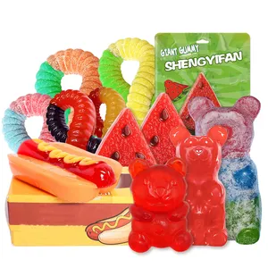 OEM Halal big candy gummy wholesale customized multicolor vitamin giant bear sweets jelly soft chewy candy gummies