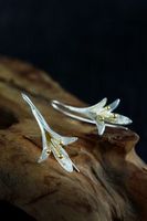 Mode créatif Vintage fleur de lys en forme d'argent plaqué oreille crochet boucles d'oreilles européen américain coréen fabriqué oreille