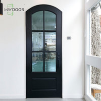 Portes intérieures en bois pour maisons Portes intérieures françaises prémontées avec 6 panneaux de verre Porte extérieure ronde en bois massif