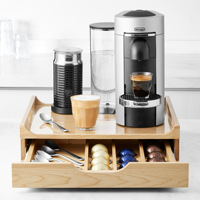 Plateau de rangement pour capsules de café en bois massif avec tiroir, organisateur de table de cuisine de style nordique simple pour la maison