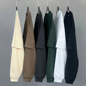 Vente en gros – T-shirt unisexe sport décontracté en jersey tricoté uni, coupe ample et oversize, 100 % coton épais 305 g/m², double couche, manches longues - Product Image 3