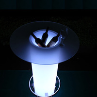 Table de bar LED avec dessus en verre, avec seau à glace/pot de fleurs