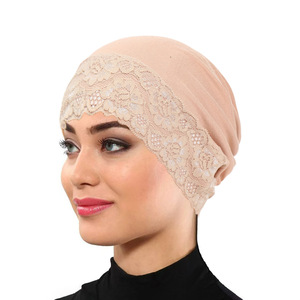 HZM-26076 Bonnets intérieurs pour hijab, couleur unie, pour femme musulmane du Moyen-Orient, sous-<span class=keywords><strong>bonnet</strong></span> hijab simple en dentelle de couleur unie - Product Image 6