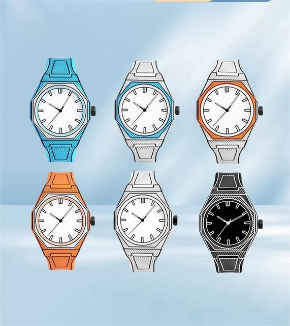 Colorful Octagon Quartz Mens Wrist Watch Sport Cartoon Silicone Custom Polycarbon Watch for Men Montre Homme