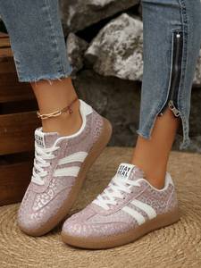Sneakers da <span class=keywords><strong>Donna</strong></span> con Stampa Leopardata e Patchwork, Scarpe Casual Basse con Lacci, Morbide, Leggere e Traspiranti per Tutte le Stagioni, Calzature Sportive alla Moda - Product Image 3