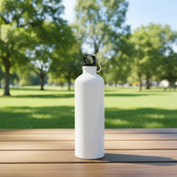 Bouteille d'eau blanche vierge pour sublimation avec mousqueton, gourde en aluminium anti-fuite 500 ml, bouteilles en aluminium personnalisables