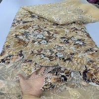 Tissu somalien Fransawi Dirac tissé en sergé 50% coton 50% polyester, jaune uni, jacquard, perles tubulaires, motif floral luxueux