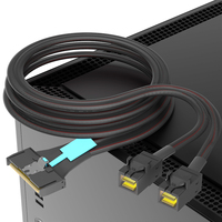 Kabel MCIO 8i 2xSFF 8643 MCIO 8i MiniSAS HD SFF 8643 PCIe 5.0 PVC/Nylon Koneksi Server Kecepatan Tinggi untuk Pusat Data Cloud