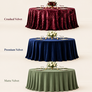 Wholesale Three Finish Velvet <b>Tablecloth</b> Crushed Premium Matte <b>Round</b> Cover for Banquet Event Rental - Product Image 1