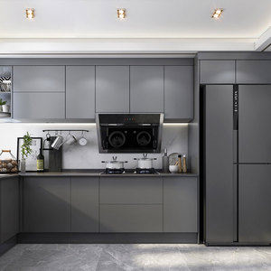 Gabinetes de Cocina Modernos y Sencillos de Tablero Egger Gris con Encimeras de Cuarzo - Product Image 2