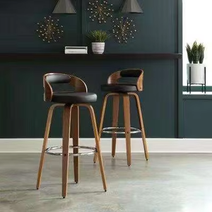 Sillas de Bar Ajustables, Modernas, Minimalistas, de Respaldo Alto, Cómodas, Elegantes y Duraderas, de Tela Marrón, para Bares, Islas de Cocina y Uso Doméstico - Product Image 5