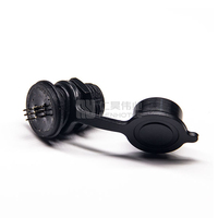 Conector MINI USB Impermeable de Montaje en Panel Frontal, Conector Hembra de 5 Pines M12 con Tornillo, Conector de Mamparo IP67 con Tapa y Receptáculos
