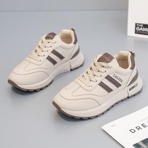 F5173 Nouvelles chaussures de printemps pour femmes, baskets en cuir respirantes, polyvalentes, à semelle épaisse, augmentant la taille, chaussures de course décontractées - Product Image 4