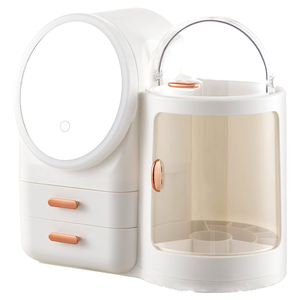 럭셔리 드레서 테이블 LED 필 라이트 미러 투명 커버와 화장품 보관함 - Product Image 1