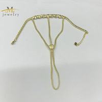 Chaîne de main JML plaquée or 14 carats avec nœud et cœur en zircon |   Bracelet de doigt ajustable, bijou fantaisie ajustable