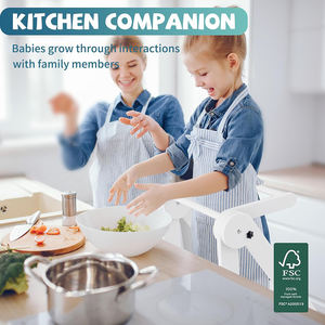 Tabouret <span class=keywords><strong>de</strong></span> cuisine pliable en <span class=keywords><strong>bois</strong></span> pour enfants à 3 hauteurs réglables, tour d'apprentissage Montessori pour enfants avec barres <span class=keywords><strong>de</strong></span> sécurité - Product Image 4