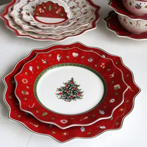 Assiette <span class=keywords><strong>de</strong></span> restaurant créative 2024, <span class=keywords><strong>vaisselle</strong></span> en céramique <span class=keywords><strong>de</strong></span> Noël, <span class=keywords><strong>ensemble</strong></span> <span class=keywords><strong>de</strong></span> tasses et soucoupes pour la maison - Product Image 1