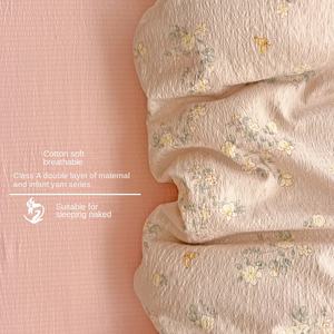 Automne hiver Nantong Home Textile quatre pièces ensemble de literie motif géométrique unique housse de couette fleur impression Polyester sac - Product Image 1